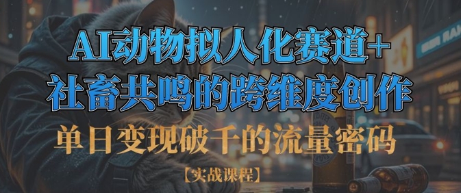 单日变现破千的流量密码，AI动物拟人化赛道+社畜共鸣的跨维度创作-众创网