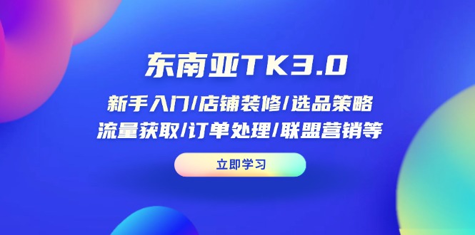（14208期）东南亚TK3.0：新手入门/店铺装修/选品策略/流量获取/订单处理/联盟营销等-众创网