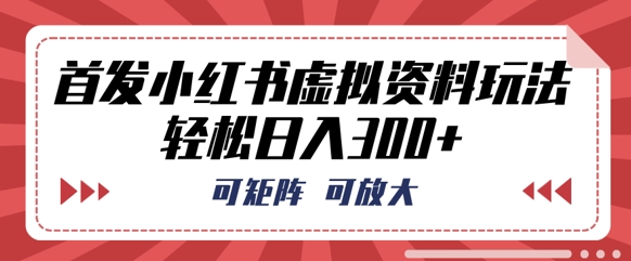 首发小红书虚拟资料玩法,可矩阵,可放大,轻松日入3张-众创网