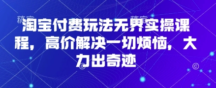 淘宝付费玩法无界实操课程,高价解决一切烦恼,大力出奇迹-众创网