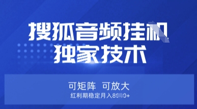【搜狐音频挂G】独家技术，可矩阵可放大，红利期稳定月入8k【揭秘】-众创网