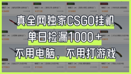 真全网独家CSGO挂G，单日捡漏1k+【揭秘】-众创网