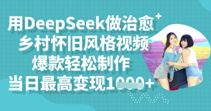 用DeepSeek做治愈乡村怀旧风格视频，爆款轻松制作，当日最高变现多张-众创网